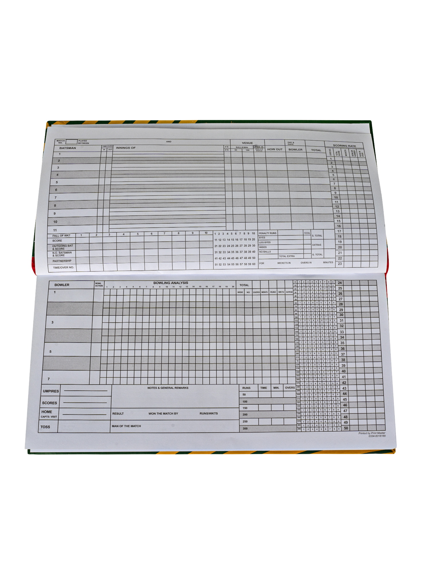 SCORE BOOK (60 INNINGS)